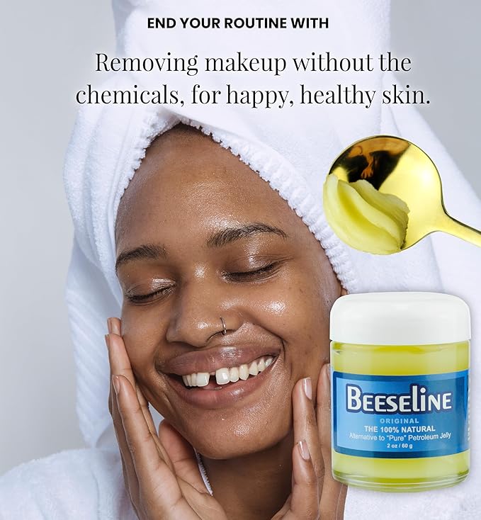 Beeseline Original - 100% Natural & Hypoallergenic Alternative to Petroleum Jelly - Lips, Hands, Baby, Makeup Remover and More (Glass Jar) (2 oz)