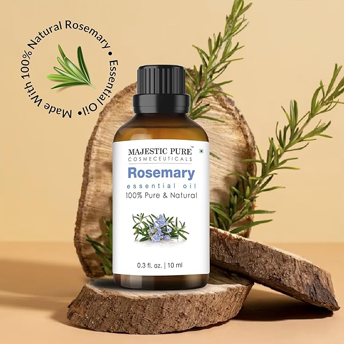 Majestic Pure Organic Rosemary Essential Oil - 100% Pure & Premium Oil for Hair Growth, Skin, Face, Aromatherapy & Diffuser - 0.3 fl oz | Perfect Organic Oil for Hair Growth