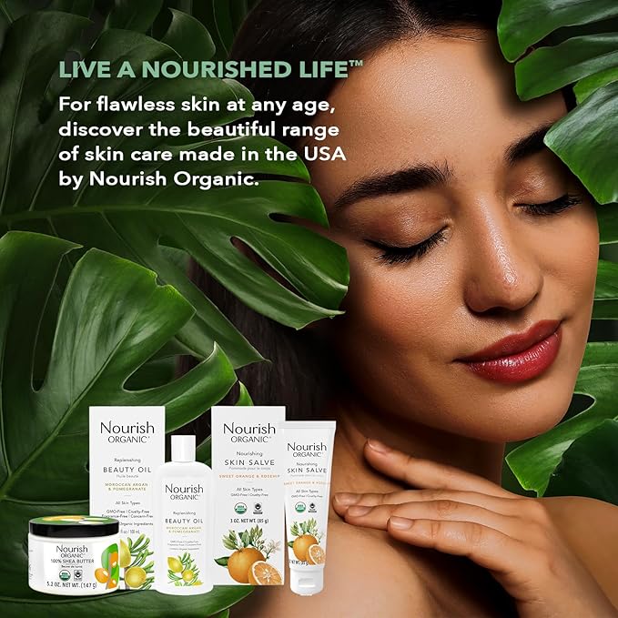 Nourish Organic Moisturizing Shea Butter – Organic Fair Trade Certified Shea Butter for Sensitive Skin Care, Face Care & Hair Care, 5.2 Oz Jar + Washable Cotton Round
