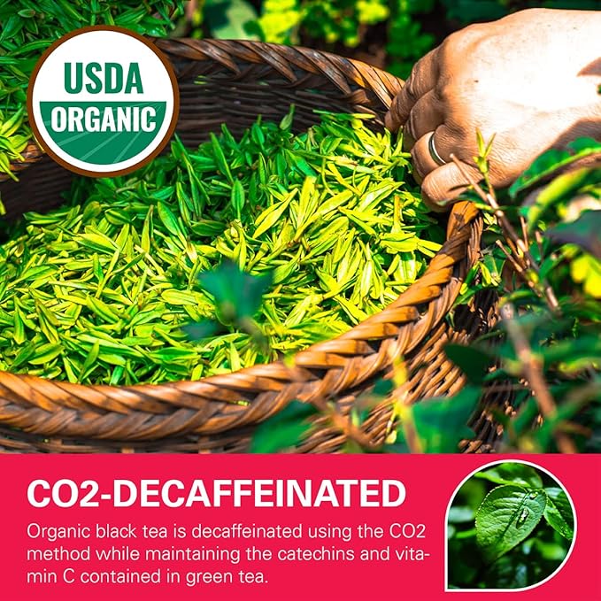 WT WEETEE Organic Decaf Black Tea Bags, Organic Decaffeinated Black Tea 200 Count | Smooth & Mild Taste | CO2-Decaffeinated | Resealable Kraft Bag