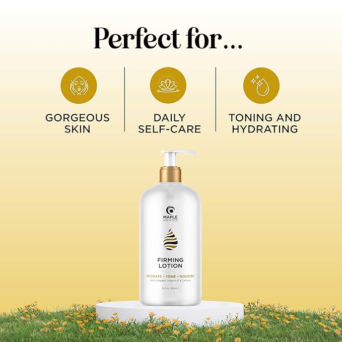 Skin Firming Body Lotion for Women - Caffeine & Collagen Body Lotion with Hyaluronic Acid for Dry Crepey Loose Skin and Cellulite - Skin Firming and Tightening Lotion for Belly Bum Chest & Thighs