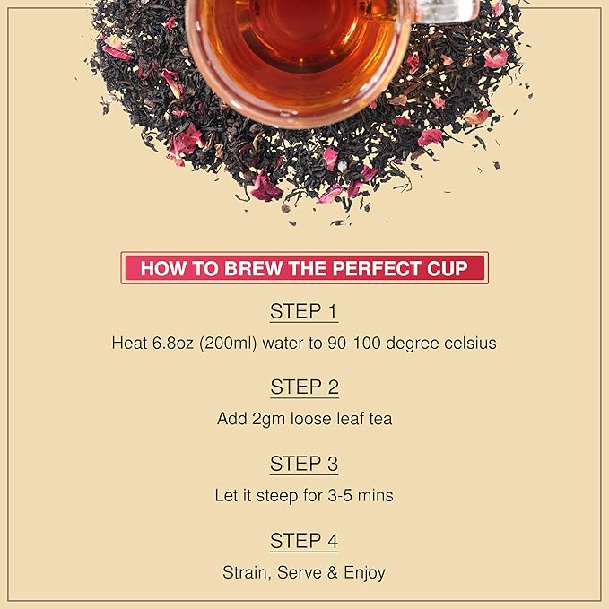 BREWIX Chocolate Rose Loose Black Tea (50+ Cups, 3.53oz/100g) | Valentine's and Dessert Tea