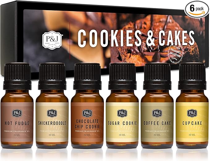 P&J Trading Fragrance Oil Cookies & Cakes Set | Candle Scents for Candle Making, Freshie Scents, Soap Making Supplies, Diffuser Oil Scents