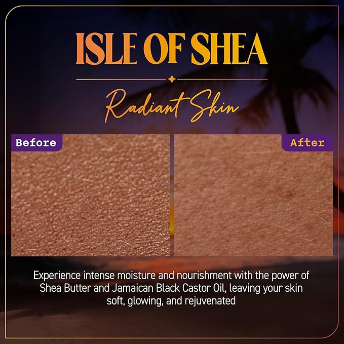 ISLE OF SHEA Radiant Skin Nourishing Body Oil-Gel Shea Butter and Jamaican Black Castor Oil, Ideal for Dry Skin, Cruelty Free, 8oz