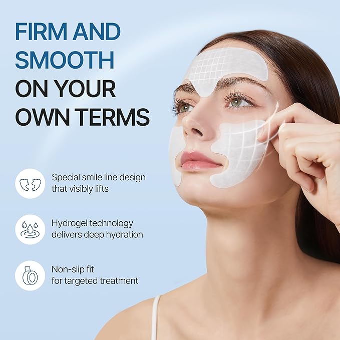 Forehead and Smile Line Wrinkle Patches - Anti Wrinkle Patches for Lip - Face Tape Overnight Self Care for Woman for Smoothing and Firming - Smile Line Patches (12 Pack)