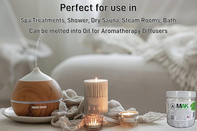 Mak Menthol Crystals 4 oz - Pure Organic 100% Natural - Menthol Crystals from Mint Crystal Mints Mentha Arvensis - Comes in a Jar for Long-Lasting Freshness