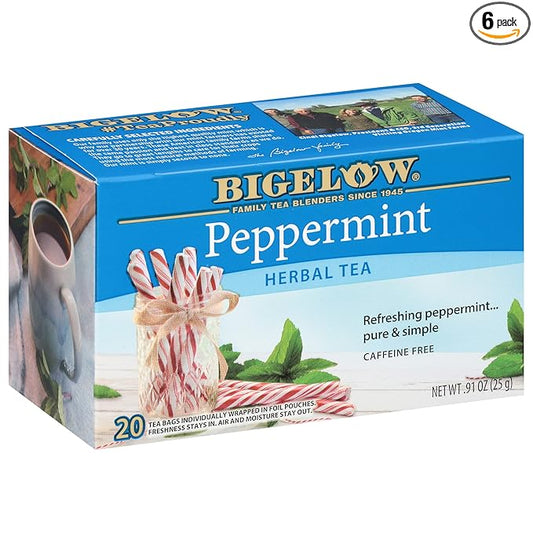 Bigelow Tea Peppermint Herbal, Caffeine Free, 20 Count, Pack of 6