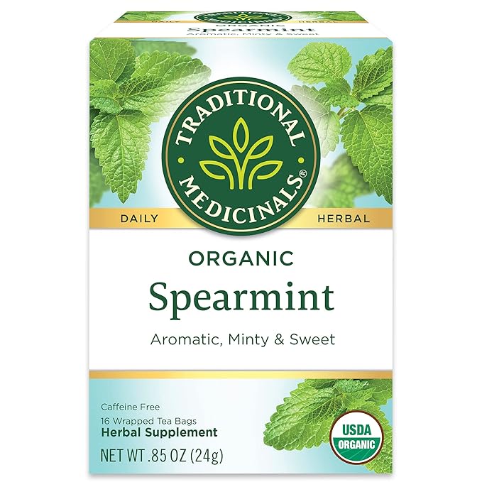 Traditional Medicinals Organic Spearmint Herbal Tea, Healthy & Refreshing (16 Count (Pack of 3))
