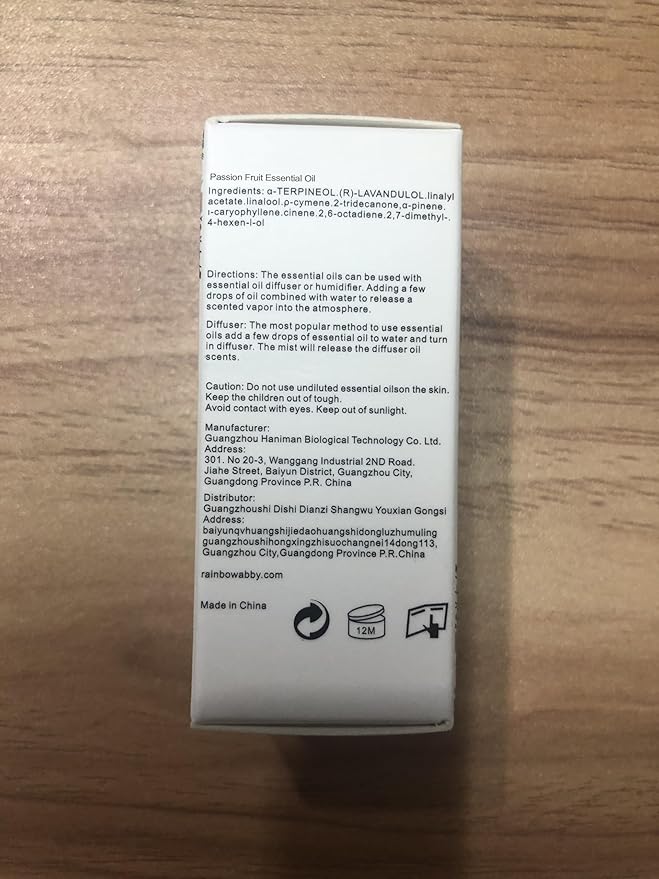 RAINBOW ABBY Passion Fruit Essential Oil, 100% Pure Organic Aromatherapy Oil for Diffuser, Massage, Yoga, Meditation, Bath, Skin Care, 10ml