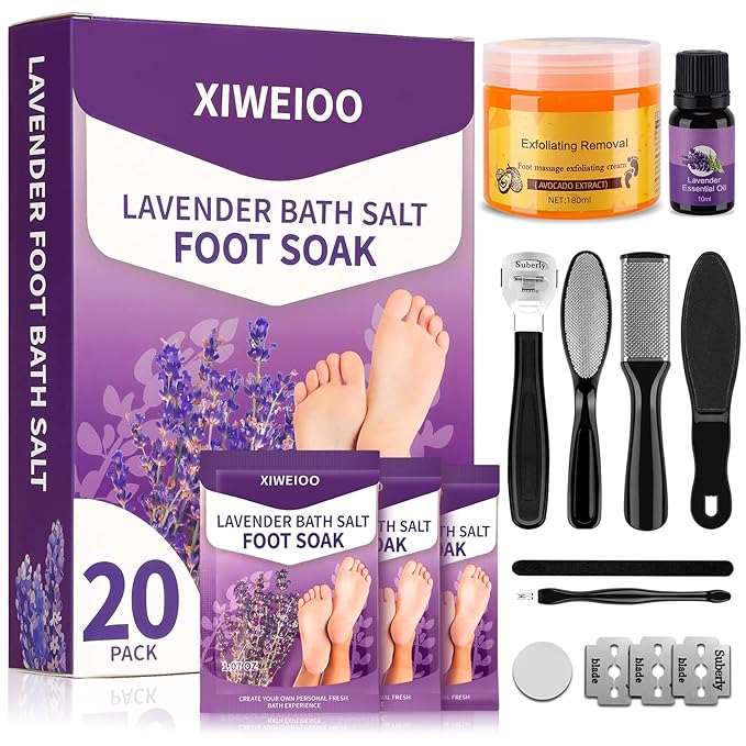 Foot Soak salt with Tea Tree Oil - Moisturize, Reduce Foot Odor, & Soothe Aching Feet Foot cream spa bath massager Epsom Salt foot pedicure kit at home spa exfoliante healthycare