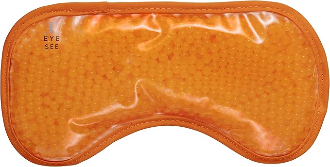 Eye See Plush Gel Eye Mask for Puffy Eyes, Orange - Cold Eye mask to Treat Dark Circles, Sinuses, Dry Eyes, and for Allergy Relief - Microwave Safe for Heat Therapy