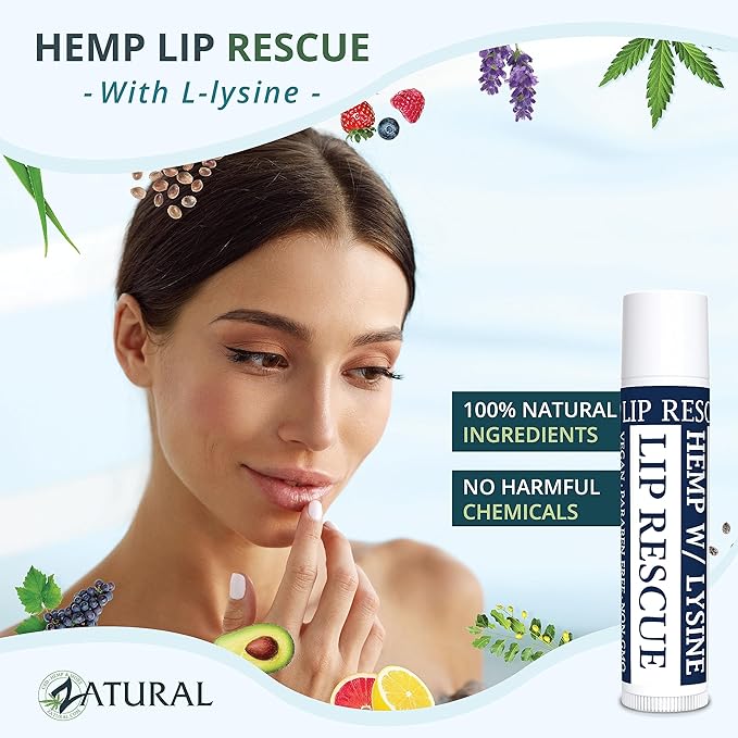 Hemp Lip Balm with L-Lysine-Heal, Moisturize,