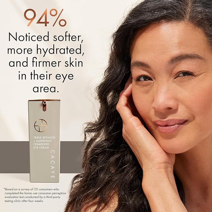 CACAYE Triple Retinoid Eye Cream for Anti Aging 0.5 fl oz - Natural Retinol Alternative Under Eye Cream for Wrinkles, Fine Lines, Puffiness and Dark Circles Without Redness or Irritation