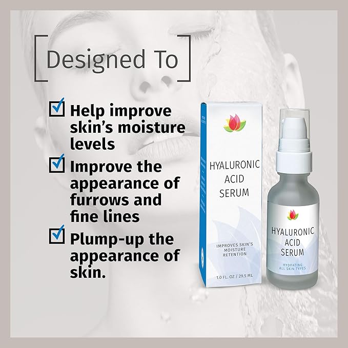 Reviva Labs Hyaluronic Acid Serum for Face and Neck - Moisturizing, Nourishing, and Hydrating Serum Acido Hialuronico - Face Serum for Women, 1 Fl Oz