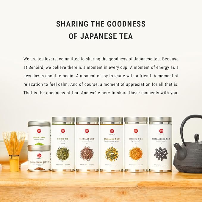 Senbird Organic Sobacha - Japanese Soba Buckwheat Tea - From Hokkaido - Loose Leaf in Airtight Tea Tin (3.5oz/100g)