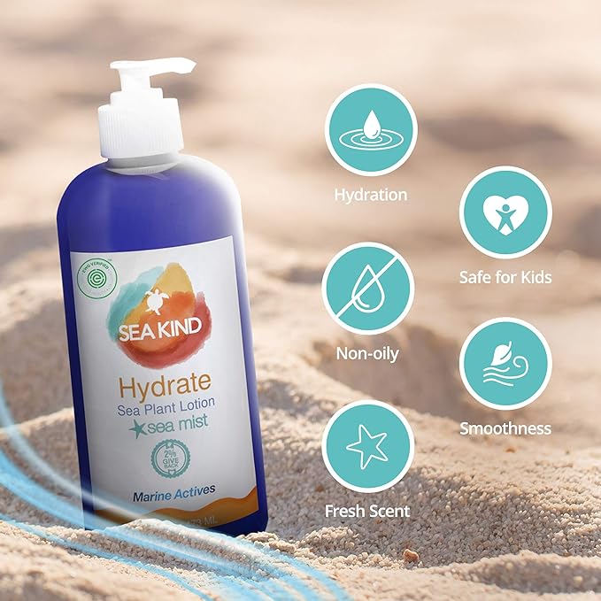 All Natural Hydrate Lavender Sea Plant Hand and Body Lotion for Women and Men, Essential Oil Scent 16 Fl Oz, Non Comedogenic, Vegan Moisturizer for Dry and Sensitive Skin, No Parabens