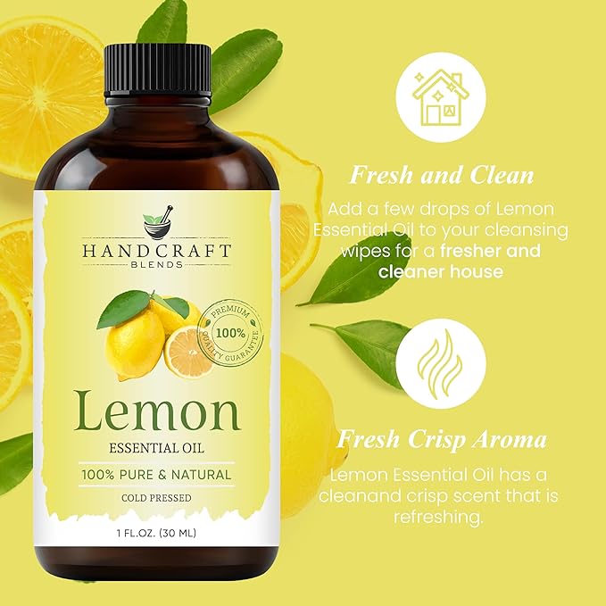 Handcraft Blends Lemon Essential Oil - 1 Fl Oz - 100% Pure and Natural - Premium Grade Essential Oil for Diffuser and Aromatherapy