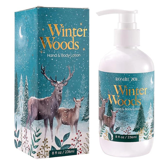 Christmas Hand & Body Lotion with Moisturizing Shea Butter for All Skin Type- Winter Woods - Christmas Pine Scent - 236 ML / 8 FL OZ