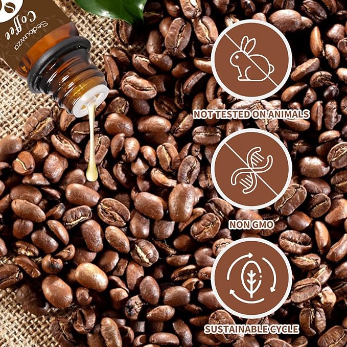 Sedbuwza Vanilla Coffee Essential Oil Set, Vanilla Fragrance Oil Coffee Scent Oil Set for Diffuser, Aromatherapy, Massage, Soap, Candle Making 2 x 10 ml