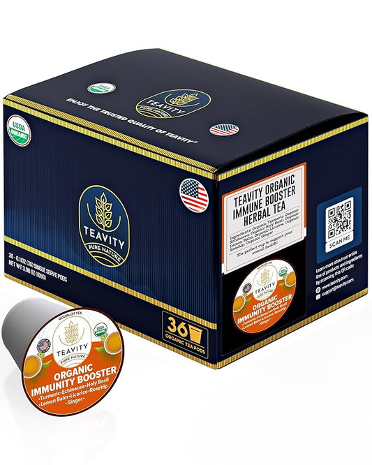 Organic Ginger with Echinacea, Turmeric, and Licorice for Keurig Decaf Tea by Teavity (36 Tea Pods)