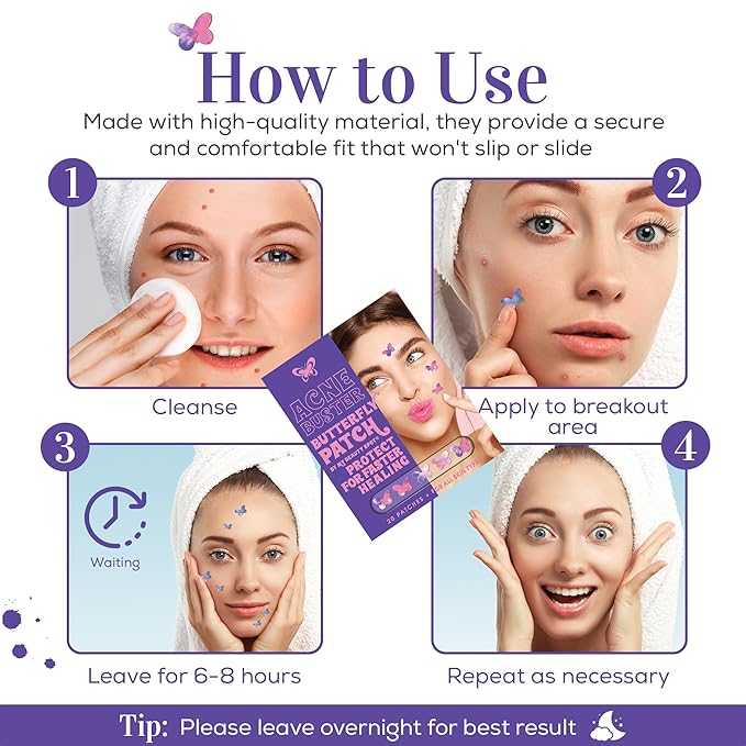 My Beauty Spot Pimple Patches Cute Acne Patches for Face 20 Pcs with Tea Tree Extra & Salicylic Acid, Butterfly and Rainbow Colorful Fun Designs – Pimple Patches for Face Acne Spot Treatment