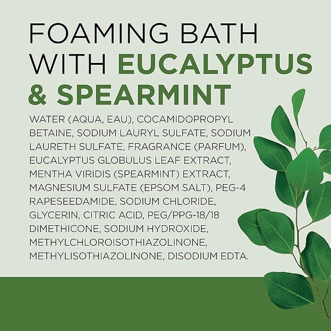 Dr Teal's Foaming Bath with Pure Epsom Salt, Relax & Relief with Eucalyptus & Spearmint, 34 fl oz (Pack of 4)