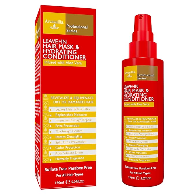 Arvazallia Leave-in Hair Mask and Hydrating Conditioner Spray for Dry or Damaged Hair - Professional Grade Leave-in Conditioner and Moisturizer
