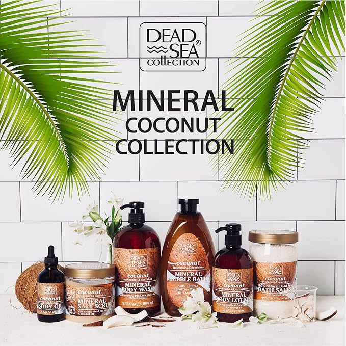 Dead Sea Collection Bath Salts Enriched with 3 pc- Coconut - Cherry Blossom -Lavender- Natural Salt for Bath - Large 34.2 OZ. - Nourishing Essential Body Care for Soothing and Relaxing Your Skin and
