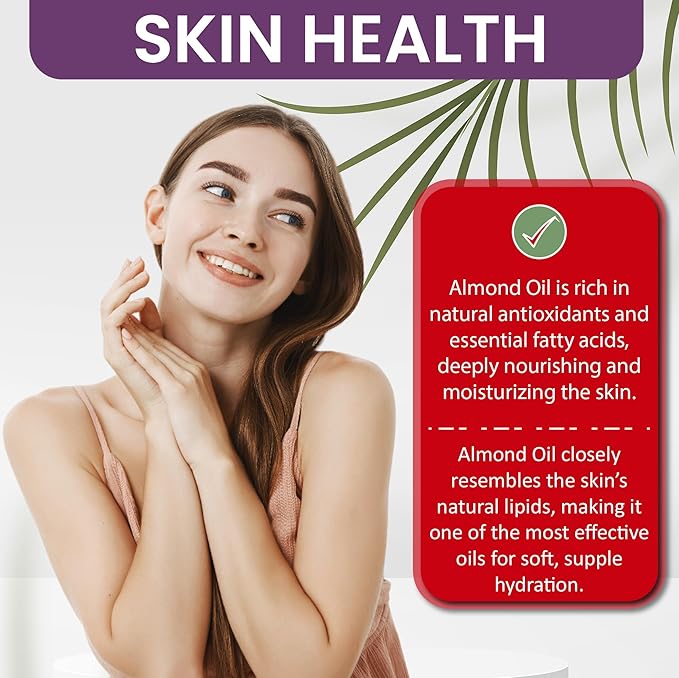 Dr Joe Lab Sweet Almond Oil for Hair, Sweet Almond Oil for Skin, Body, Nails, Pure Natural Cold Pressed Unrefined Extra Virgin Moisturizes & Nourishes - 32 Fl Oz - Packaging May Vary