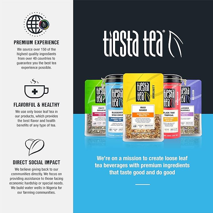 Tiesta Tea - Ginger Sweet Peach, Loose Leaf Spicy Peach Herbal Tea, Non-Caffeinated, Hot & Iced Tea, 2.2 oz Pouch - 25 Cups, Natural Flavored, Stress Relief, Herbal Tea Loose Leaf Blend (Pack of 3)