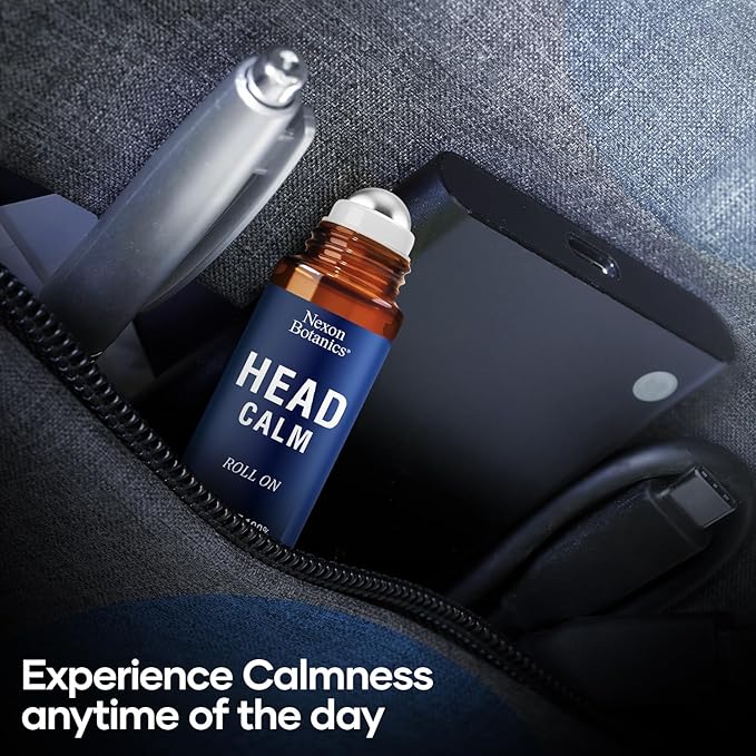 Head Calm Essential Oil Roll-On 10 ml - Pure, Natural Oil with Grapeseed for Relaxation - Soothing Roll-On Stick for Easy Application- Nexon Botanics