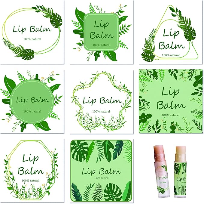 CRASPIRE Lip Balm Labels 80pcs Homemade Green）