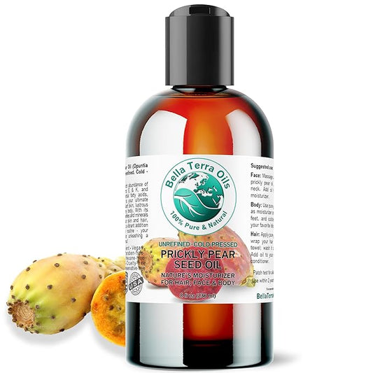 Bella Terra Oils - Prickly Pear Seed Oil 8 oz - Dive into the Richness of Cactus Oil, Bursting with Antioxidants & Minerals, Elevate Your Skin’s Vitality