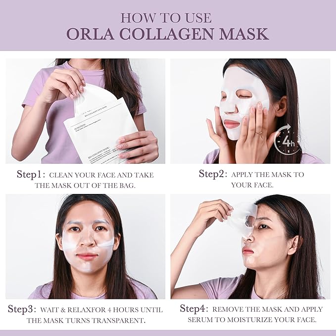 6PCS Collagen Face Mask Overnight Bio-Collagen Real Deep Mask Skincare Deep Collagen Anti Wrinkle Lifting Mask for Pore Minimizing Firming Elasticity and Wrinkle(3pcs White&3pcs Purple)
