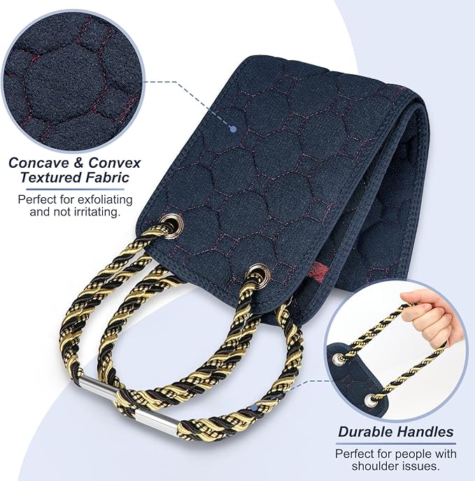 Exfoliating back scrubber with handles,