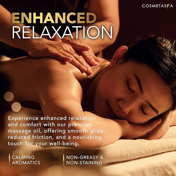 Lavender Relaxation Massage Oil - No Stain 100% Natural Blend of Spa Quality Oils for Soothing, Calming, Aromatic Massage Therapy 16.9 oz by Cosmetasa