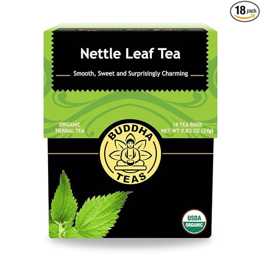 Organic Nettle Leaf Tea - Kosher, Caffeine-Free, GMO-Free - 18 Bleach-Free Tea Bags