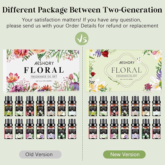 Floral Essential Oils Set - 14 Pcs Fragrance Oil for Diffusers, Aromatherapy, Candle Making - Lavender, Geranium, Rose, Jasmine, Gardenia Aromatherapy Essential Oils Kit