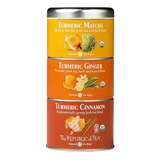 The Republic of Tea, Organic Turmeric Stackable Tea Tin, 36 Tea Bags