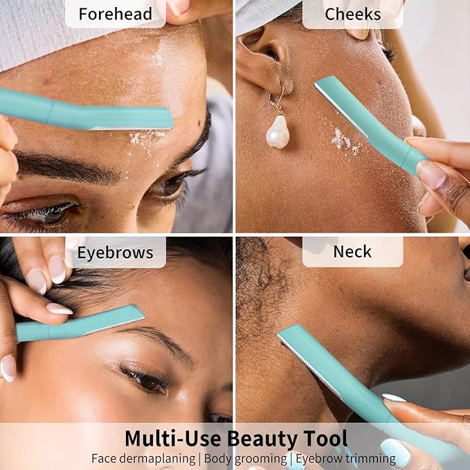 Face Razors for Women, Dermaplane Razor for Women Face, Eyebrow Razor, Facial Razors, Dermaplaning Tool, Gentle Skin Exfoliation Microblades for Sensitive Skin, Peach Fuzz Remover, 10 Count (Tidal)