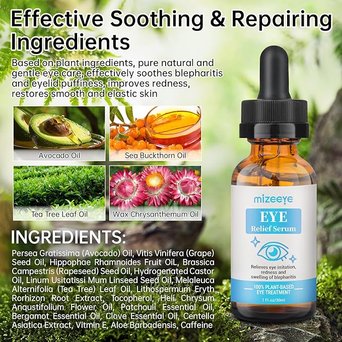 Eye Serum For Chalazion & Blepharitis Treatment, 2 PCS Chalazion Remover For Eyelid Treatment, Eyelid Serum With Avocado Oil, Sea Buckthorn Oil & Caffeine, Relieve Puffiness and Eye Fatigue