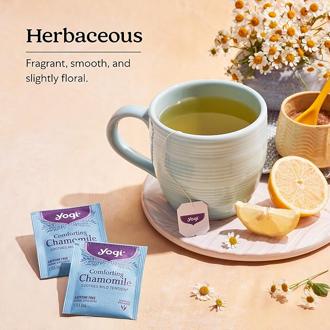 Yogi Tea Comforting Chamomile Tea - 16 Tea Bags per Pack (6 Packs) - Organic Chamomile Tea Bags - Supports a Good Night's Sleep & Occasional Stomach Discomfort - Made from Organic Chamomile Flower