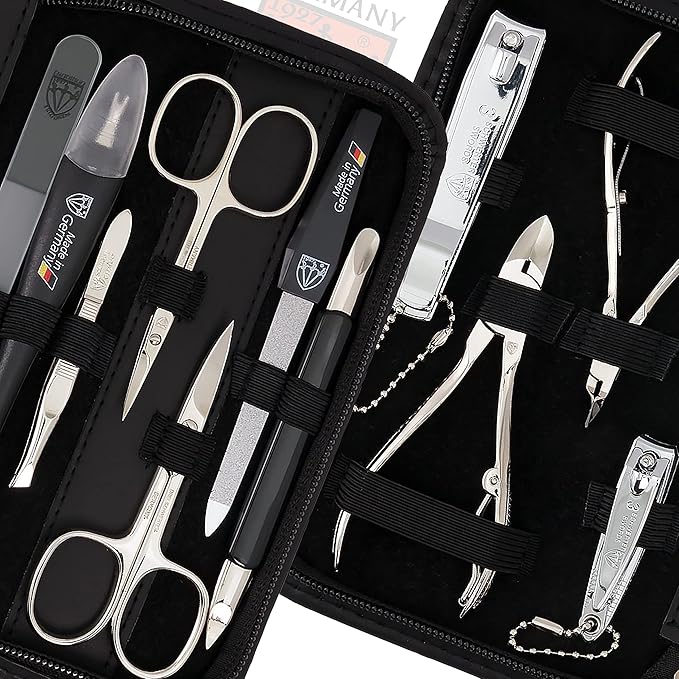 3 Swords Germany – Manicure Pedicure kit Set with Genuine Leather case - Made in Solingen/Germany