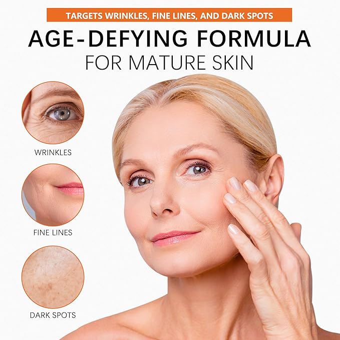 Super C Serum for Mature Skin, All-in-One Vitamin Formula Hydrates, Dark Spot Serum, Hydrates, Firms, Lifts, Smooths, Wrinkles, Reduce Dark Spots, Targets Age Spots & Wrinkles, 1 fl oz