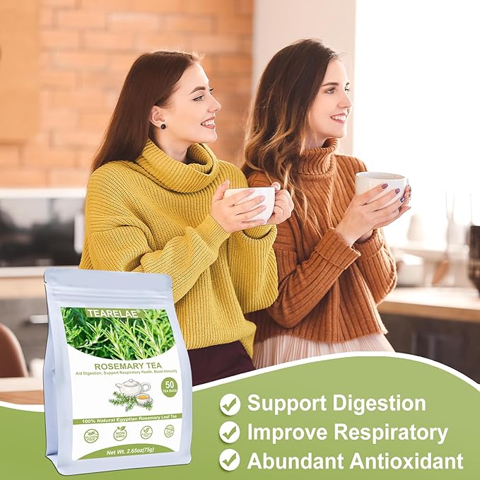 TEARELAE - Rosemary Tea - 1.5g x 50 Count - 100% Pure Rosemary Leaves Tea Bag - Country of Origin Egypt - Aid Digestion & Support Respiratory Health