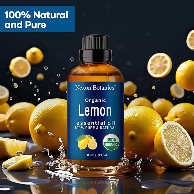 Organic Lemon Essential Oil 30 ml - Pure, Natural Citrus Oil for Diffusers, Aromatherapy, Skin & Hair Care - Aceite de Limón - Nexon Botanics