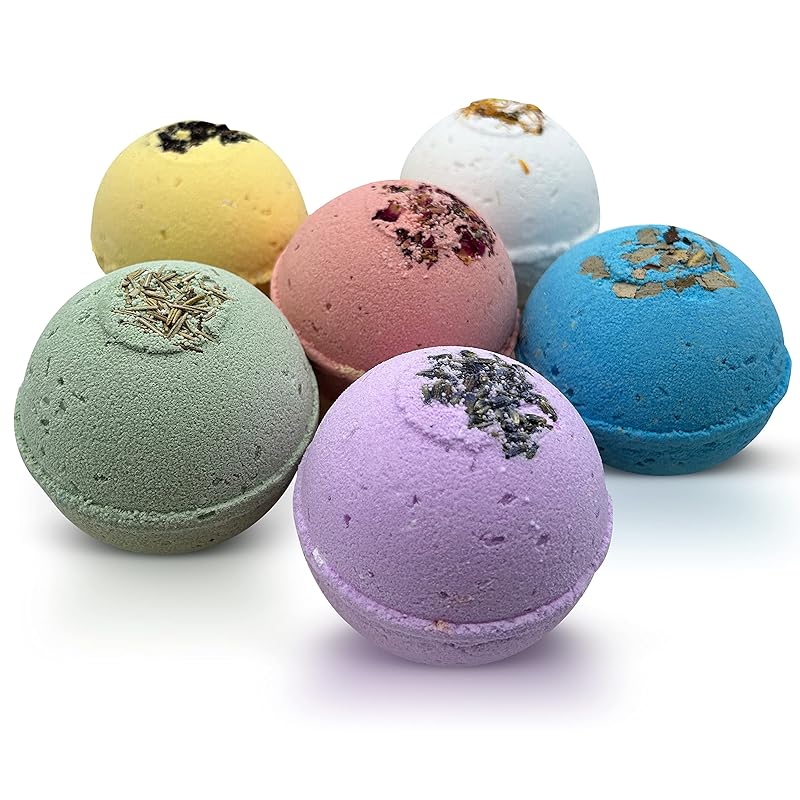 Handmade Organic Bath Bombs Gift Set For Women All Natural with Epsom Salt Relaxation Dead Sea Salt - Natural and Safe Bath Bombs Kit for Kids Her Mom Mother Grandma Girlfriend - Best Gifts Idea