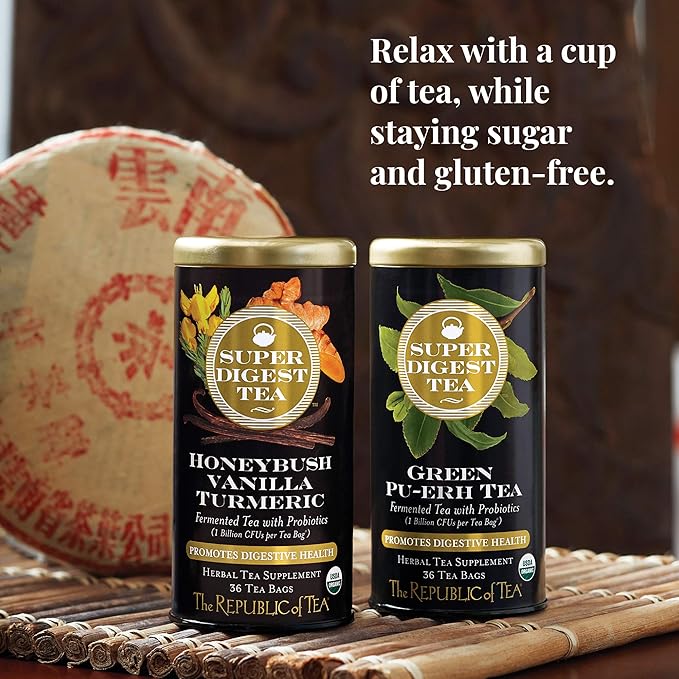 The Republic of Tea Organic Green Pu-erh SuperDigest Tea® | Probiotic Fermented Tea Bags (36 count)