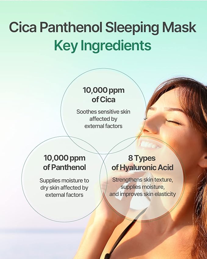 [K Beauty Snp] CICA Panthenol Moisturizing Cream | Overnight Face Cream | Soothing, Moisturizing, and Hydrating Facial Mask with Hyaluronic Acid | Korean Skin Care Overnight Moisturizer | 2.70 Fl Oz