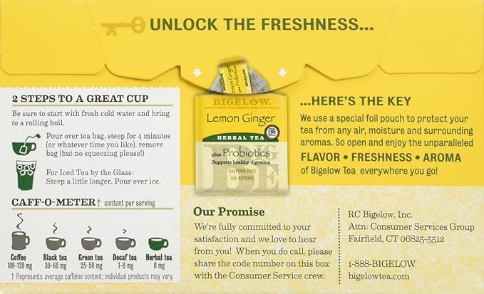 Bigelow Herbal Lemon Ginger Tea, 1.39 Ounce (Pack of 6)